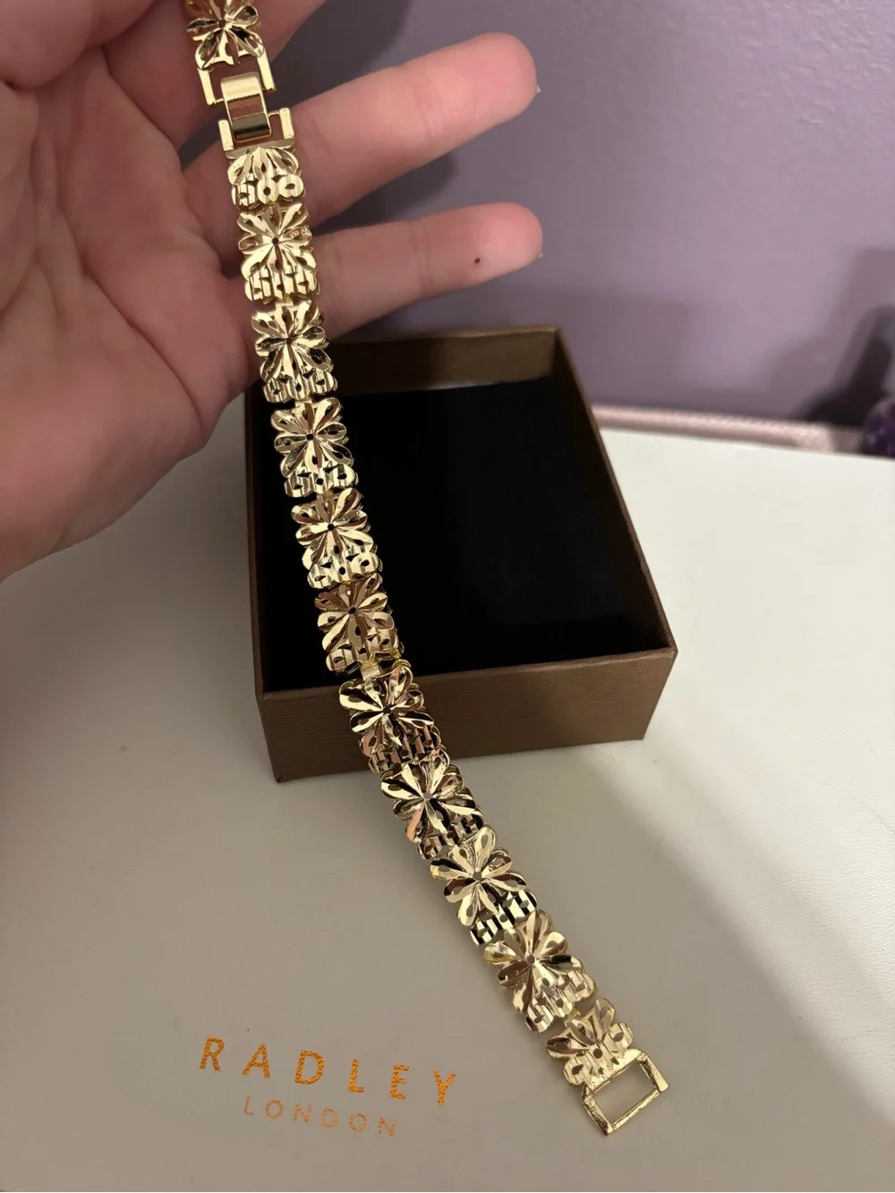 Gold Floral Link Bracelet for Women